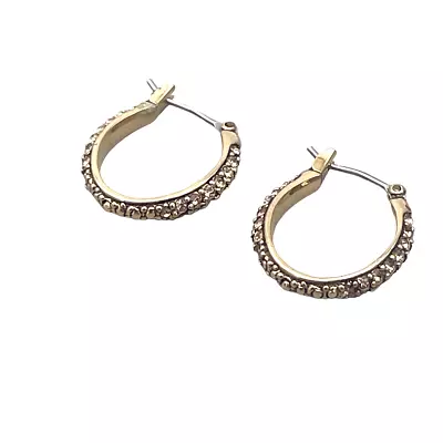 Vintage Monet Textured Hoop Earrings Gold Tone • $14