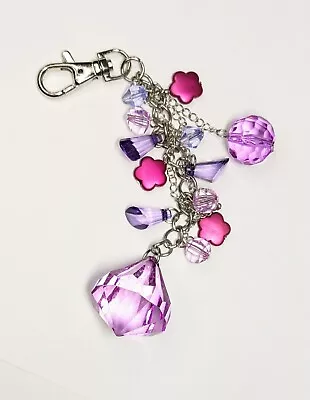 Purse Accessories Key Chain Charms PURPLE Chain 6  Flower Handmade Gift • $9.95