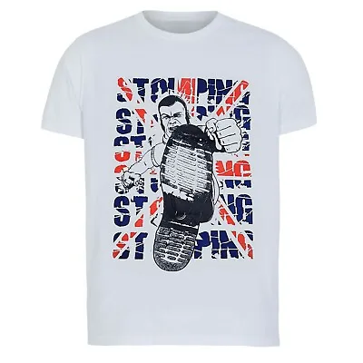 Stomping Skinhead White T-Shirt Boots Union Jack Hand Printed M-2XL • £21.90