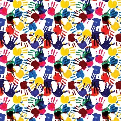 100% Cotton Digital Fabric Paint Hand Prints Art Children Crafty 140cm Wide • £6.50