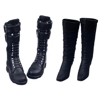 2 Pairs 1/6 Scale Female Body Seamless Long Boots Set (Black) • £11.75