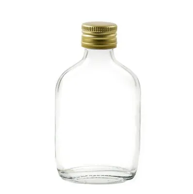 36 X 50ml Small Mini Glass Flask Bottles For Wedding Favours Gold Caps Included • £36.50