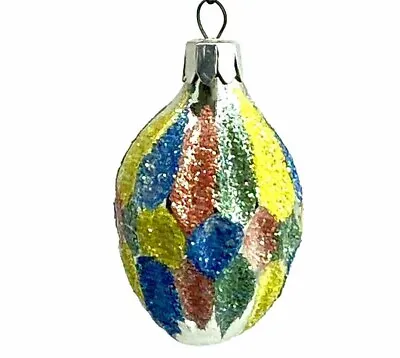 Vintage Blown Glass Multi Color Bumpy Egg Oval Christmas Ornament Germany • $17.49