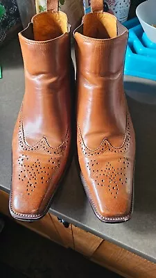 Mens Tan Leather Chelsea Style  Boots Size 9 • £26