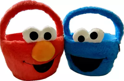 Sesame Street Elmo & Cookie Monster Plush Baskets Set Of 2 • $25