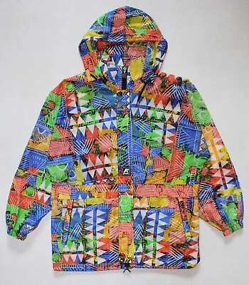 Men's Vintage K-Way Packable Jacket Windbreaker Aztec Multicolor Rain (size S) • $39