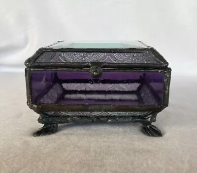 Vintage Stained  Glass Trinket Box  • $19.50