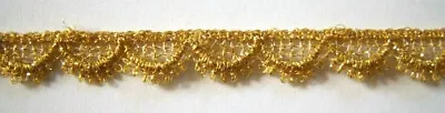 5 Yds. Vintage Gold Metallic 1/2  Scalloped Venise Lace Sewing Trim VJ-193 • $4.99