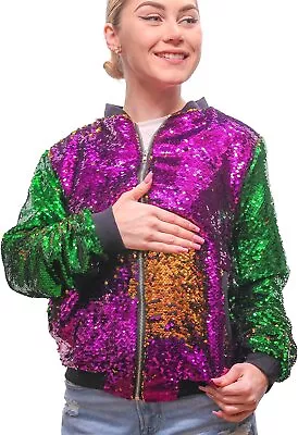 Reversible Mardi Gras Sequin Jacket For Women & Kids Mardi Gras Outfit • $74.99