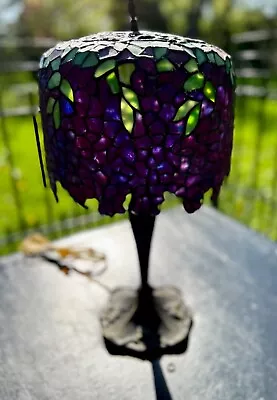 Vintage Studio Art Stained Glass Tiffany Style Wisteria Lamp Shade Art Nouveau • $225