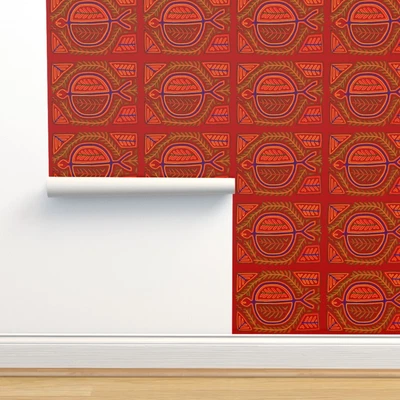 £33.61 • Buy Removable Water-Activated Wallpaper Kuna Indian Pescado Des Southwest Kuna Fish