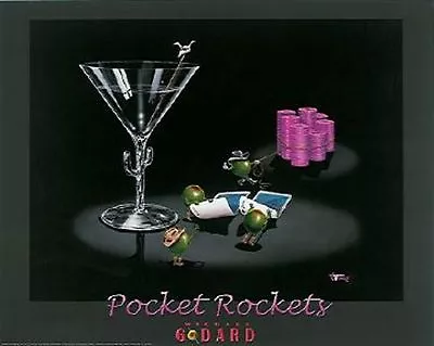 Michael Godard  POCKET ROCKETS  Gambling-Texas Hold Em-Poker-Poster On Board-Art • $199.99