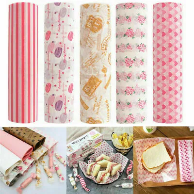 £5.99 • Buy 50Pcs Disposable Food Wrapping Wax Paper Hambur Sandwich Bread Candy Wrap Paper