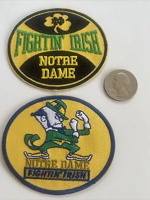 (2) Notre Dame Fighting Irish Vintage Embroidered Iron On Patches Patch Lot 3” • $10.59