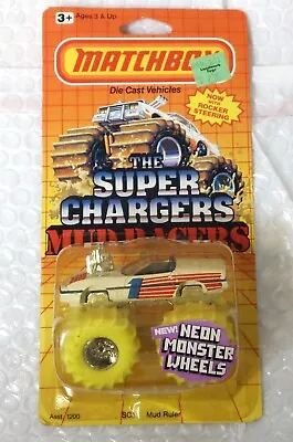 1986 MATCHBOX SUPER CHARGERS Mud Racers Mud Ruler Neon Monster Wheels SC11 New • $19.95