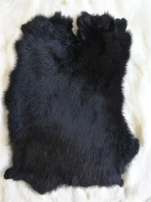 Black Genuine Rabbit Fur Skin Tanned Leather Hides Craft Gray Pelts Fashion • $8.99