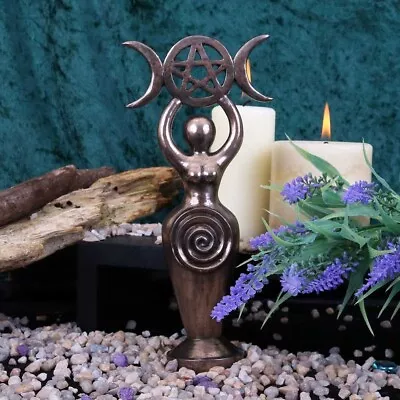 TRIPLE MOON GODDESS IDOL Deity Spiral Tree Of Life Altar Figurine Statue 20cm 8  • £21.99