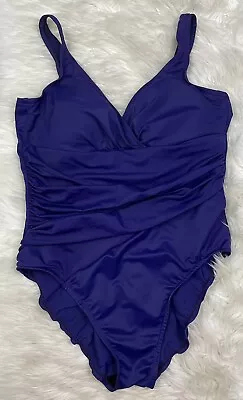 Miraclesuit Ruched One Piece Swimsuit Purple Size 14 • £38