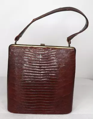 Vintage Revits Alligator Satchel Handbag Leather Lined 8  Tall 7 1/2  Wide • $22.32