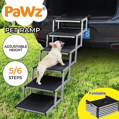 Pawz 5/6 Steps Dog Ramp Pet Ladder Car Travel Adjustable Height Stair Foldable • $126.99