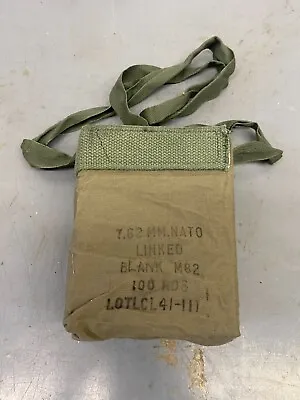 US ARMY MILITARY USGI 7.62MM NATO AMMO LINKED BALL M80 100 RDS Pouch Dump Bag X2 • $7