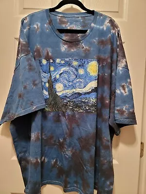 NWOT Starry Night By Vincent Van Gogh Tye-Dye S.S. T-Shirt Art Painting 4-XL • $12.49