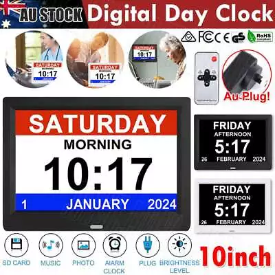 10 Inch LED Digital Day Clock Calendar Dementia Date Week Month Year Time Wall • $60.99