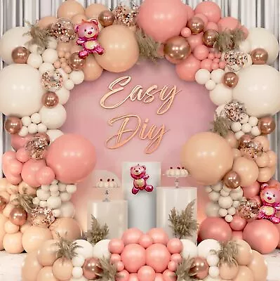 ALL-IN-1 Teddy Bear Boho Balloon Garland & Arch Kit For Baby Girl Theme • $14