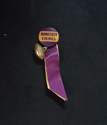 1960s Minnesota Viking Vintage Pinback Button With Ribbon And Charm • $30