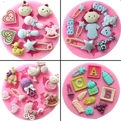 Baby Shower Silicone Fondant Mould Baking Cake Decor Sugar Craft Chocolate Mold • £2.98