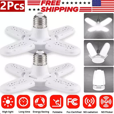 2x E27 LED Garage Light Bulb 60W Deformable Ceiling Fixture Lights Workshop Lamp • $9.88