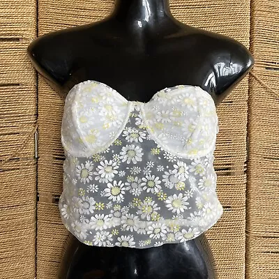 New ZARA Daisy Semi Sheer Bra  Crop Top Zara Bandeau Pull On Underwired M • £10