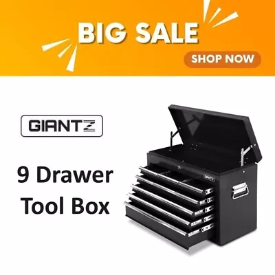 Tool Chest Organiser Cabinet 9 Drawers Garage Mechanic Toolbox Storage Black • $144.99