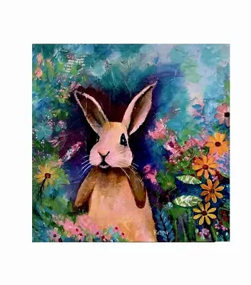 Original Painting Rabbit On Mdf Board By Kenna Sold Unframed • $100