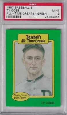 1987 HyGrade Baseball's All-Time Greats Green Ty Cobb PSA 9 Only One Higher • $130