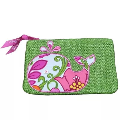 Spring Floral Flower Vera Bradley Whale Pink Green Small Zip Pouch • $20