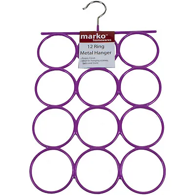 12 Ring Metal Scarf Hanger Wardrobe Organiser Belt Tie Accessory Circle Storage • £4.99