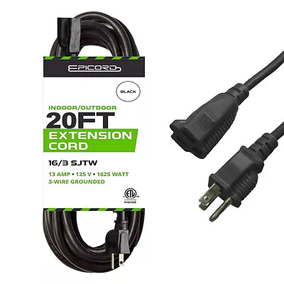 16/3 Extension Cord Outdoor 6/8/10/15/20/50/100 Ft Black Heavy Duty Extension • $11.99