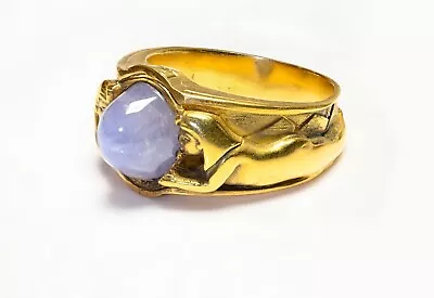 Egyptian Revival Gold Star Sapphire Men's Ring • $11500