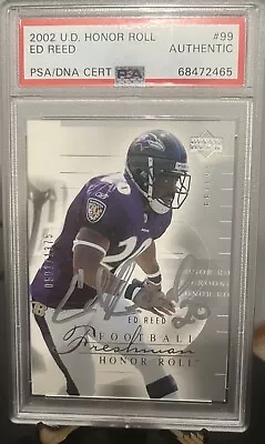 ED REED 2002 U.D. Honor Roll Rookie 501/1375 Autograph PSA AUTHENTIC!!!!!!!! • $4.99
