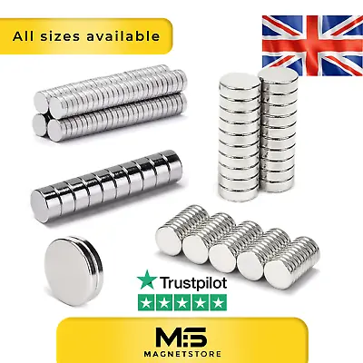 £4.60 • Buy Big & Small Neodymium Disc Magnets 2mm 3mm 5mm 6mm 8mm 10mm 20mm Strong ALL SIZE