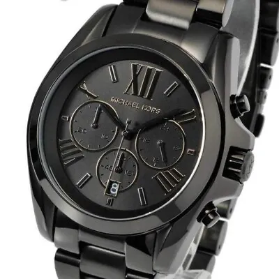 New Michael Kors MK5550 Bradshaw Black Stainless Steel Chrono Dial Unisex Watch • $85.49
