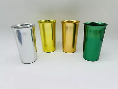 VINTAGE SET Of 4 Sunburst Aluminum Rainbow Tumblers Cups Retro Midcentury 4.75” • $14.99