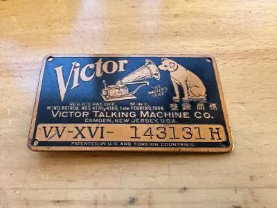 Antique Victor Victrola VV-XVI Phonograph Id Tag Talking Machine • $26