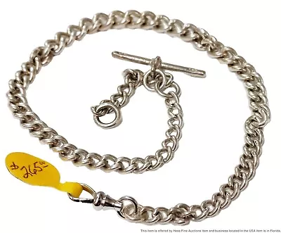 19th Century Vintage Sterling Silver Hallmarked 14 Inch Pocket Watch Chain • $129