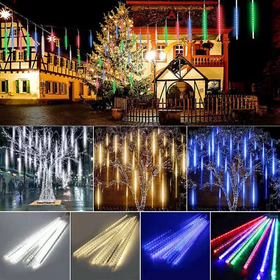 540 LED Lights Meteor Shower Rain 10 Tube Xmas Snowfall Tree Light Outdoor Decor • $124.39