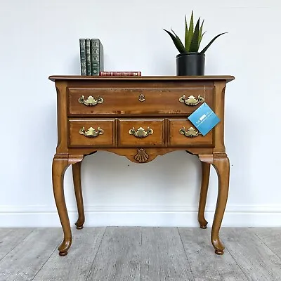 Vintage Queen Anne Style Mahogany / Yew Wood Inlaid Lowboy Console Sideboard • £125