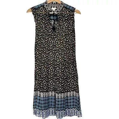 Shoshanna Dress Womens Sheer Ditsy Floral Sleeveless Sheath Black Size 8 • $14.95