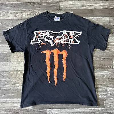 Vintage Y2K Fox Monster Racing Shirt Men’s Large Black Orange Crewneck • $40
