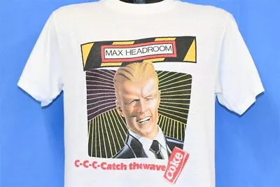 Vintage 80s MAX HEADROOM COCA COLA CCC CATCH THE WAVE COKE TV T-shirt MEDIUM M • $99.99